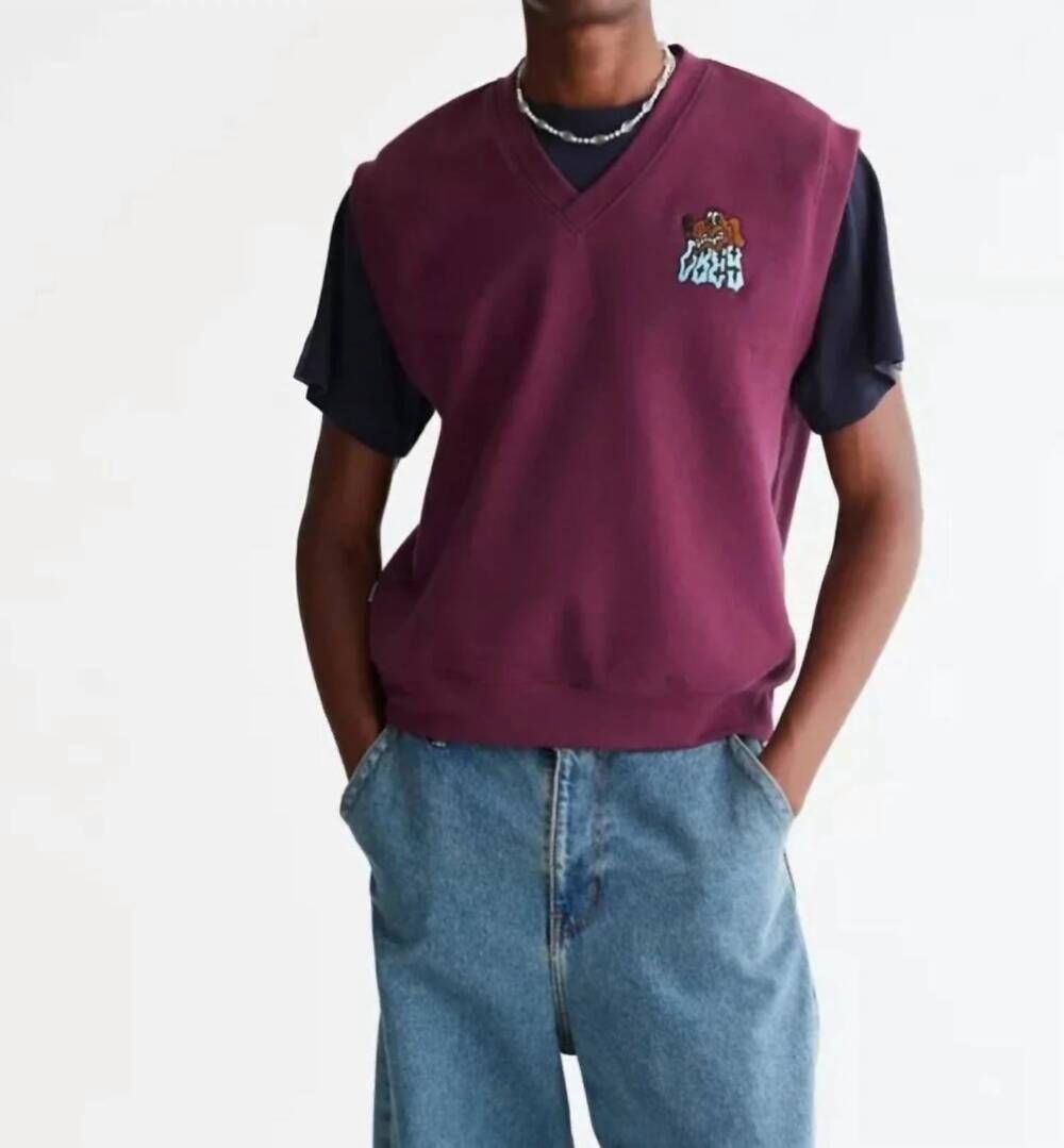 NEW OBEY CLOTHING slide fleece vest in purple